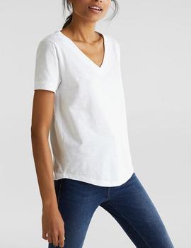 Camiseta Esprit cuello pico blanco