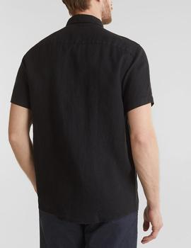 Camisa Esprit manga corta lino negro