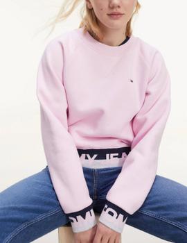 Sudadera Tommy Jeans corte amplio rosa