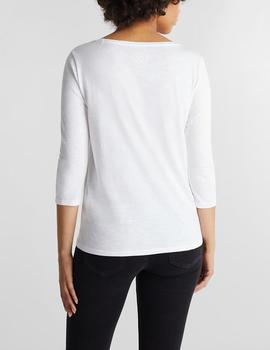 Camiseta Esprit básica manga 3/4 blanco