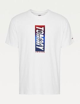 Camiseta Tommy Jeans logo vertical blanco