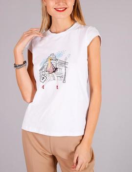 Camiseta Mimi-Mua estampada blanco