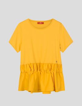Camiseta Lion of Porches fruncida amarillo