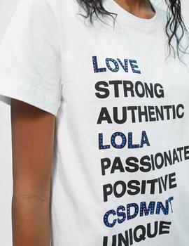 Camiseta Lola Casademunt strass blanco