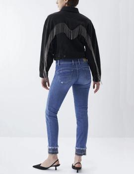 Cazadora vaquera Salsa flecos cropped negro