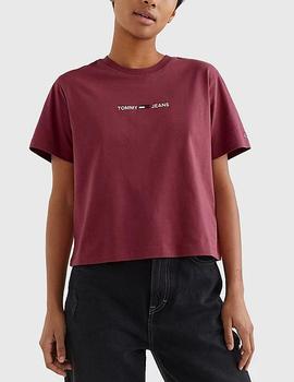 Camiseta Tommy Jeans logo cropped granate
