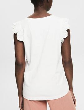 Camiseta Esprit encaje blanco