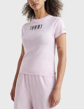 Camiseta Tommy Jeans logo rosa
