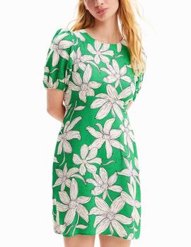 Vestido Desigual corto estampado floral verde