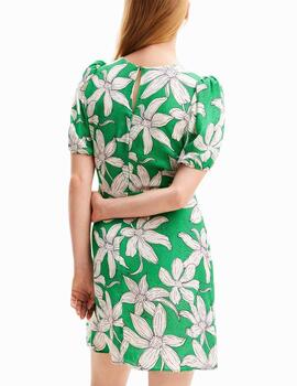 Vestido Desigual corto estampado floral verde