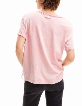 Camiseta Desigual strass Rolling rosa