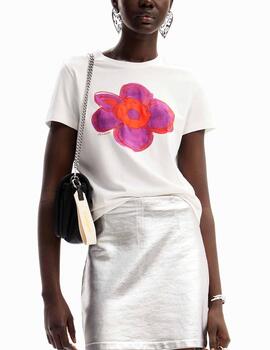 Camiseta Desigual flor blanco