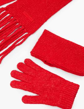 Pack Desigual guantes y bufanda rojo