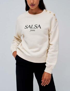 Sudadera Salsa botones arena