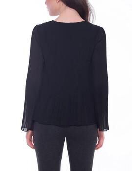 Blusa Mimi Mua plisada negro