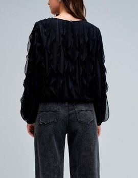 Blusa Salsa volantes negro