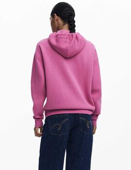 Sudadera Desigual capucha logo fucsia