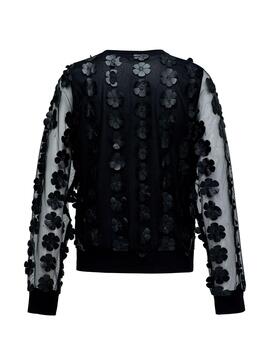 Camiseta Salsa flores 3D negro