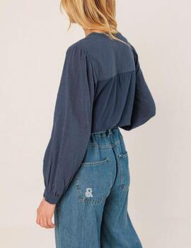 Camisa Indi&Cold bordados índigo