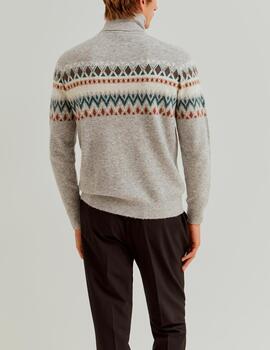 Jersey Lion of Porches cuello vuelto jacquard gris