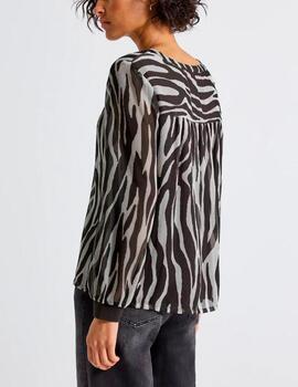 Blusa Street One estampado cebra marrón