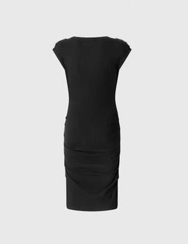 Vestido Pepe Jeans hombros pedrería negro