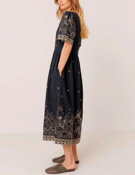 Vestido Indi&Cold bordado marino