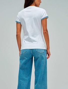 Camiseta Salsa logo denim blanco