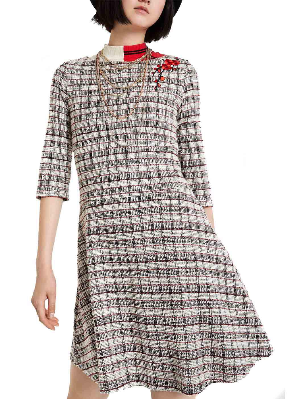 Vestido Desigual Jacob cuadros gris